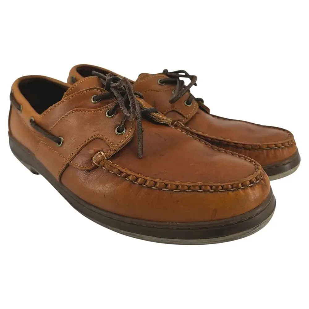 Allen Edmonds Eastport Boat Shoes Leather Slip On Lace Up Casual Tan 12EEE